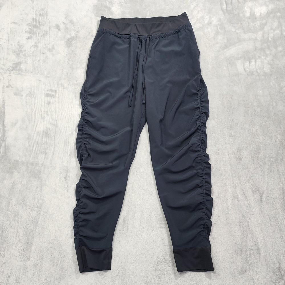 Cobble Lane Pants Womens M Black Jogger Elastic Waist Ruched Sides Athleisure